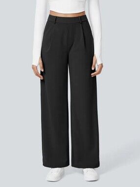 Halara Flex DayStretch High Waisted Pocket Straight Leg Work Pants Black Size SP